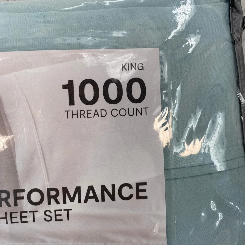 Liz Claiborne Sheet Set KING Aqua Breeze Luxury Performance 1000TC Cotton Rich